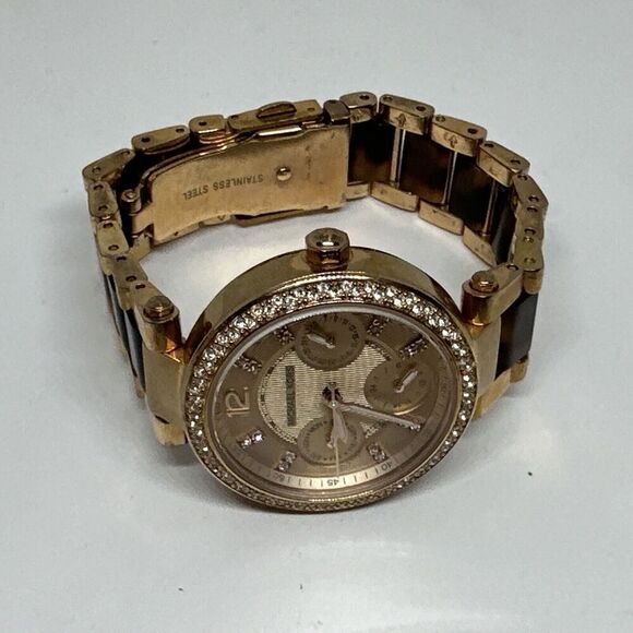 Michael Kors MK5841 Women's Two Tone Analog Rose Dial Quartz Wrist Watch NUL64 - Picture 7 of 11